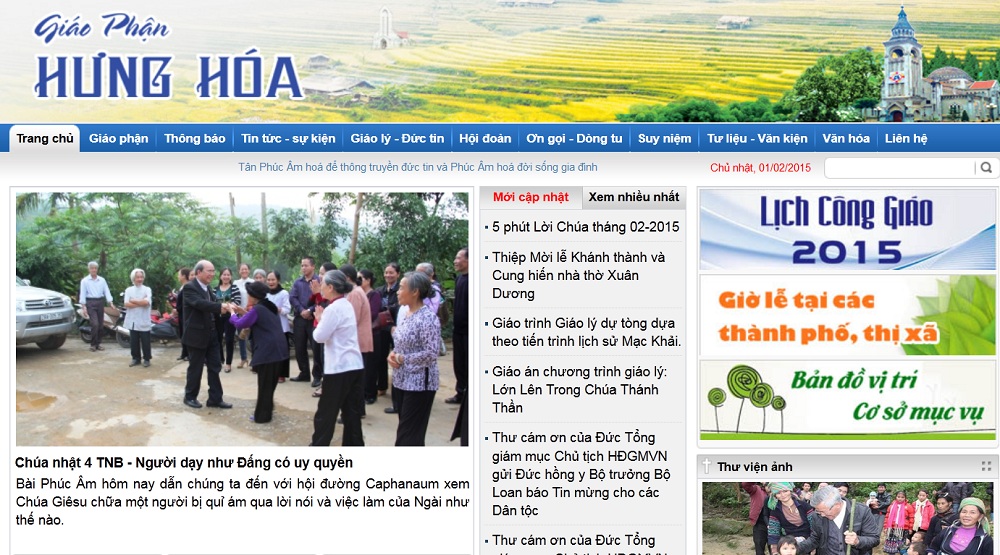 Thư giới thiệu trang web của giáo phận Hưng Hoá