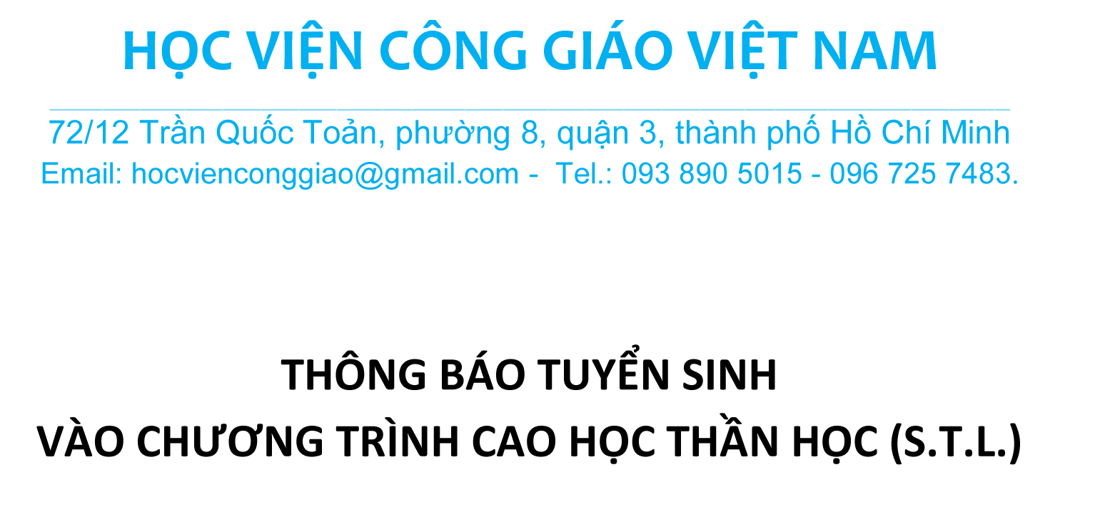Học Viện Thần Học: Thông Báo Tuyển Sinh