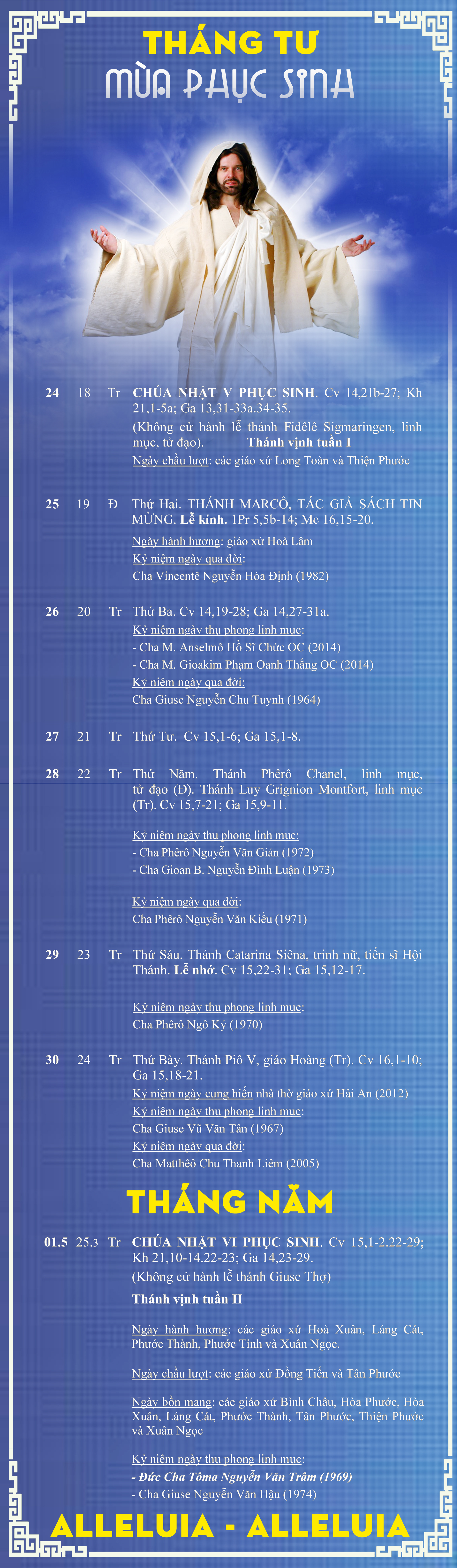 Lịch Phụng Vụ từ ngày 24.4 – 01.5.2016