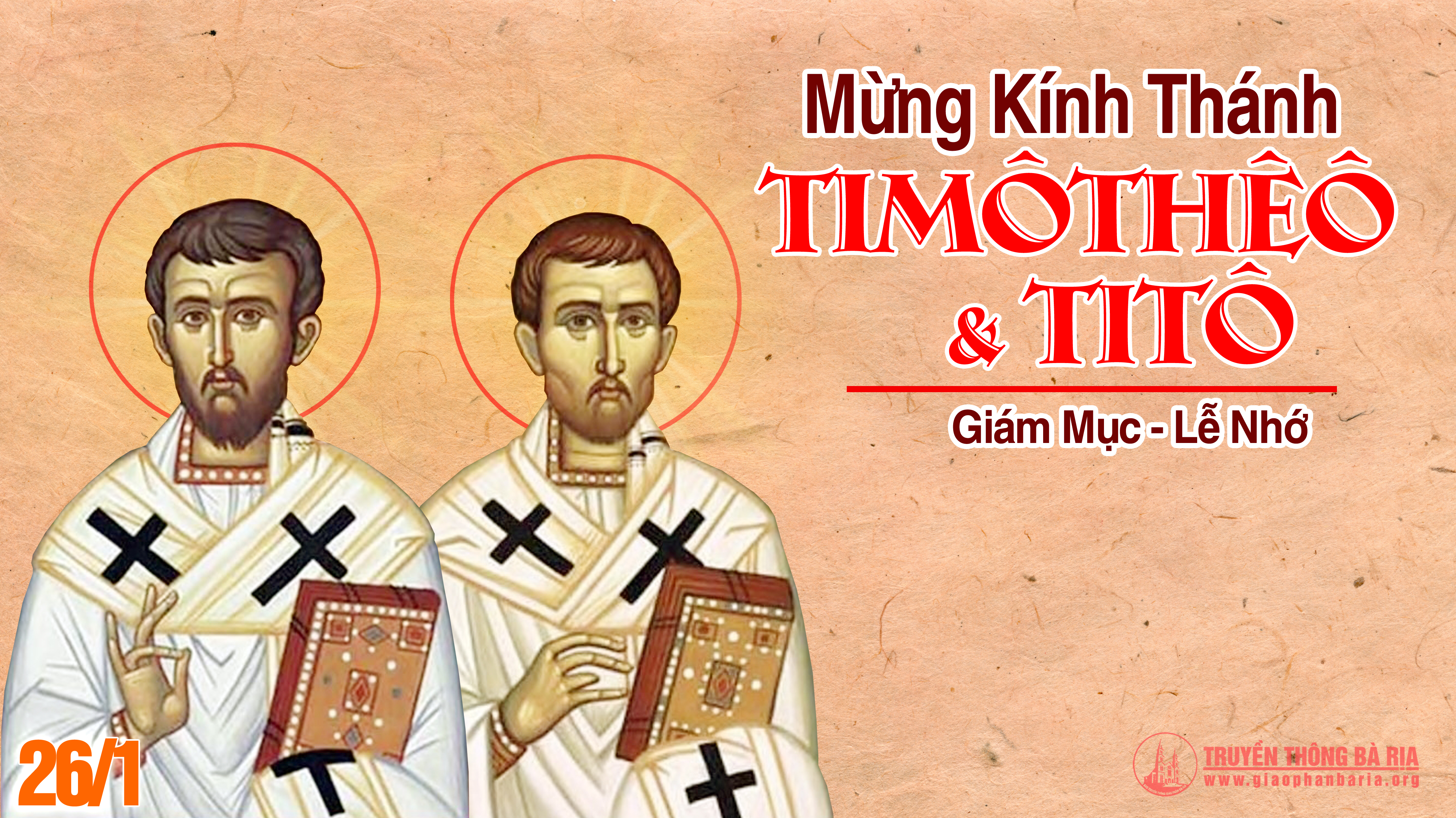 26.01.2019 – Lễ thánh Timôthê và thánh Titô, Giám mục