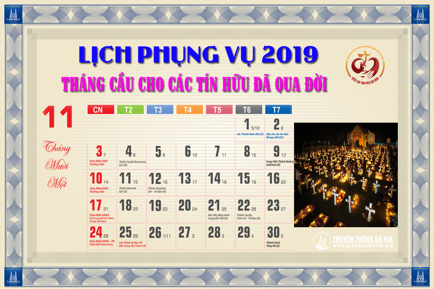 Lịch Phụng vụ từ ngày 24.11.2019 đến 01.12.2019