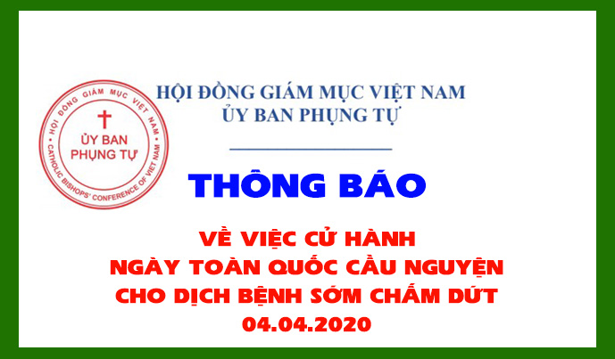 Thông báo về việc cử hành ngày toàn quốc cầu nguyện cho dịch bệnh sớm chấm dứt