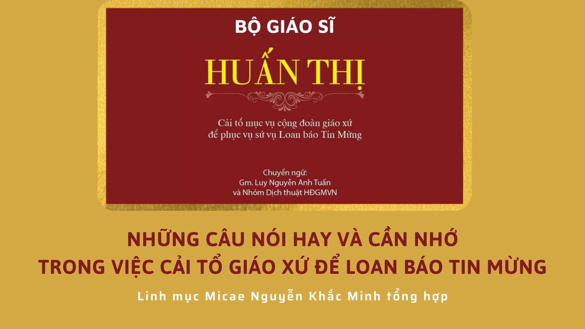 Những câu nói hay và cần nhớ trong việc cải tổ giáo xứ để Loan báo Tin Mừng