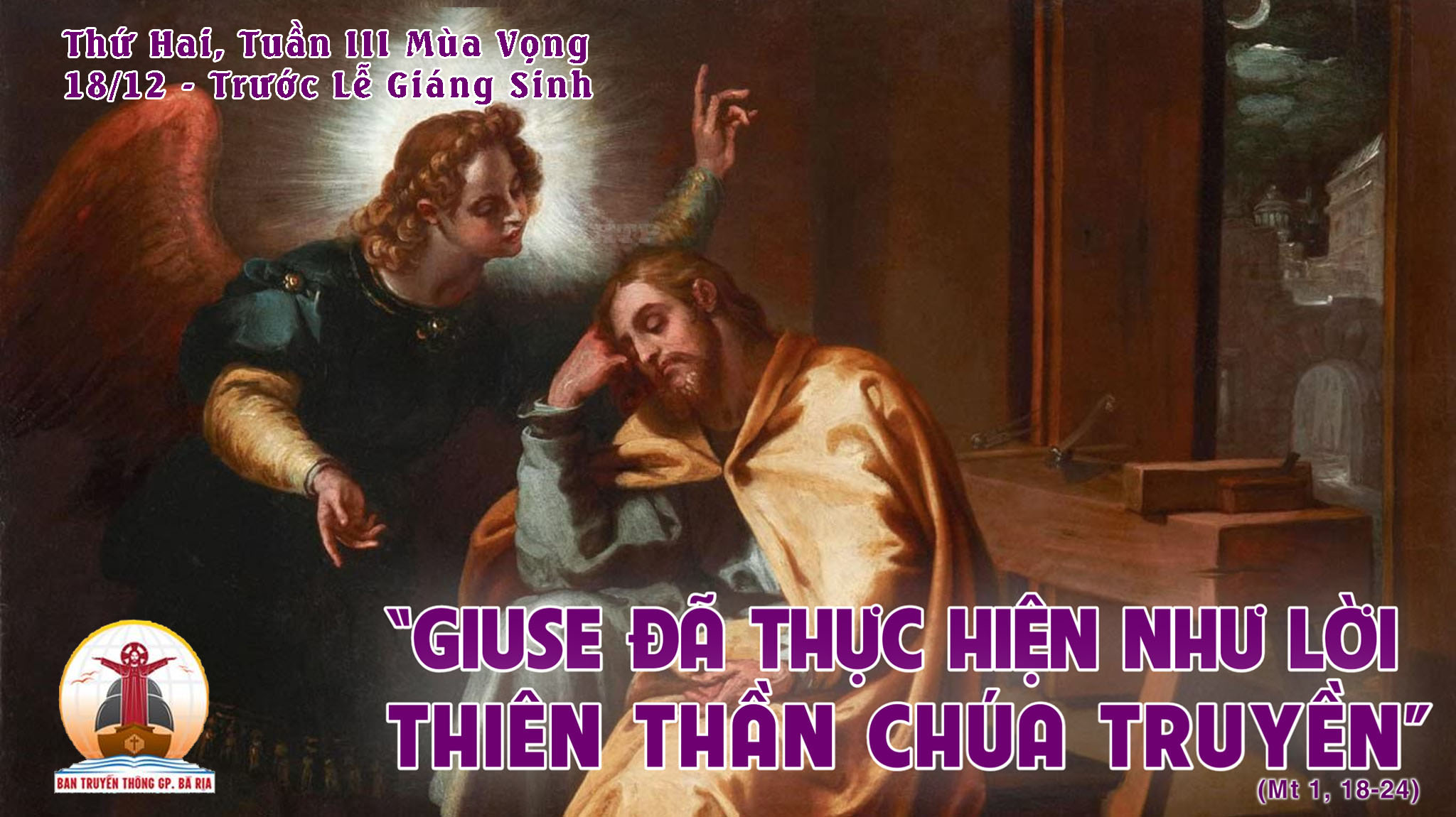 18.12.2023 – Thứ Hai Tuần III Mùa Vọng