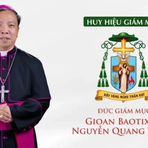Huy hiệu và khẩu hiệu của Đức Giám mục Gioan Baotixita Nguyễn Quang Tuyến