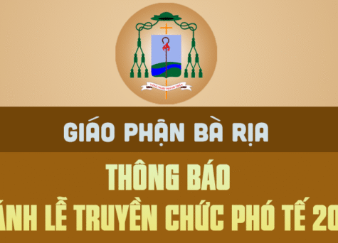 TGM. BÀ RỊA: THÔNG BÁO Thánh lễ Truyền chức Phó tế - 2026